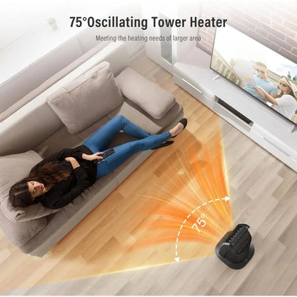 24 Portable 1500W Electric Heater with Remote, Thermostat, Oscillation, Timer for Large Spaces