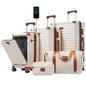 Front Opening Expandable Hardside 5 Piece Luggage Set with USB Port TSA Lock Cup Holder Spinner Wheels Duffel Bag Toiletry Bag