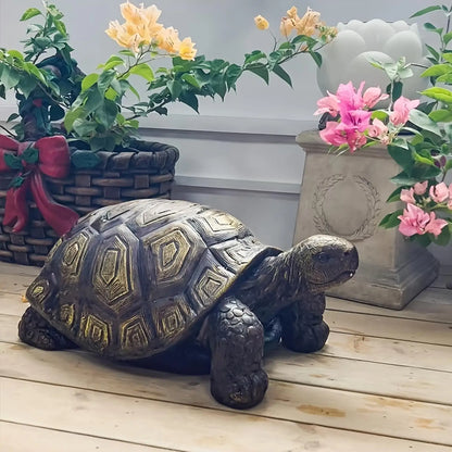 Resin Turtle Statue Large Outdoor Garden Sculpture Realistic Shell Ornament Decorative Figure for Garden Landscaping
