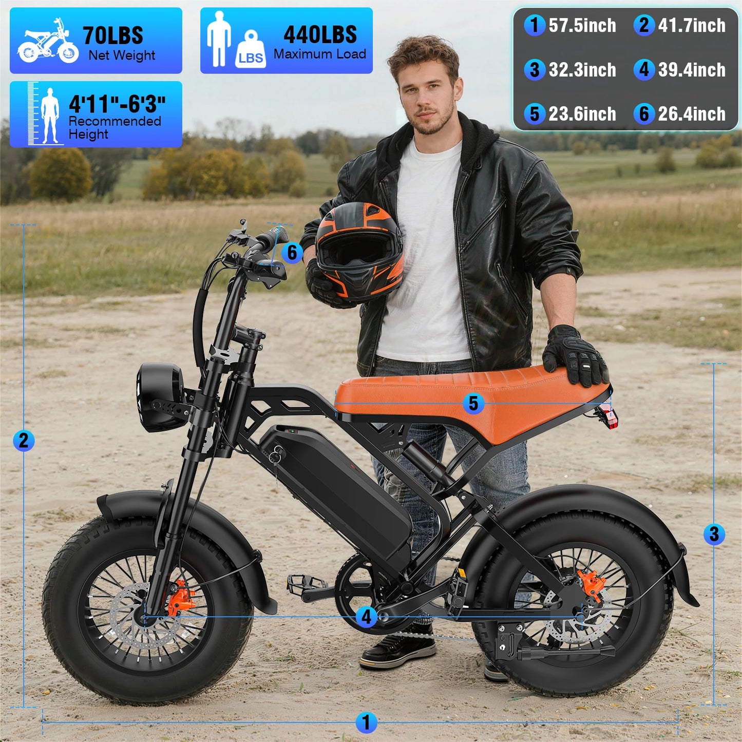 Fat Tire Electric Bike, 749W Peak Motor, 20-27.5MPH Max Speed, 48V 15.6-23.4AH Battery, for Urban Commuting & Outdoor Adventures