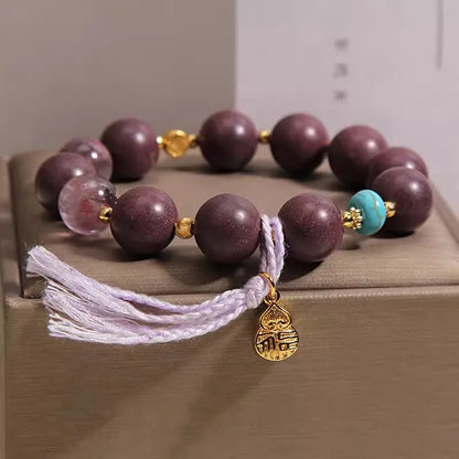 Purely handmade - National Style Hexiang Beads Amethyst Beaded Bracelet Women's Light Luxury