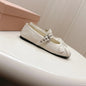 2026 Shoes Women Genuine Leather Ballet Flats Mary Janes Butterfly Knot Round Toes Buckle Strap Designer Shoes Zapatillas