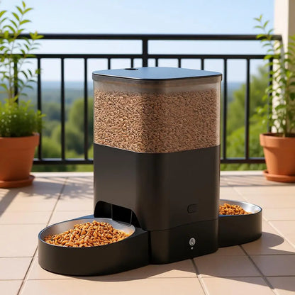 Automatic Cat Feeder, 5G Smart Pet Feeder with Stainless Steel Bowl, APP Control Dispenser, Dual Power Supply, Desiccant Bag, 10