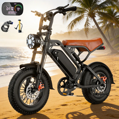 Fat Tire Electric Bike, 749W Peak Motor, 20-27.5MPH Max Speed, 48V 15.6-23.4AH Battery, for Urban Commuting & Outdoor Adventures