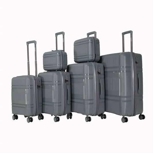 6-Piece Expandable Hardshell Luggage Set Lightweight Unisex with Rotating Wheels Password Lock Carry on Travel Suitcase