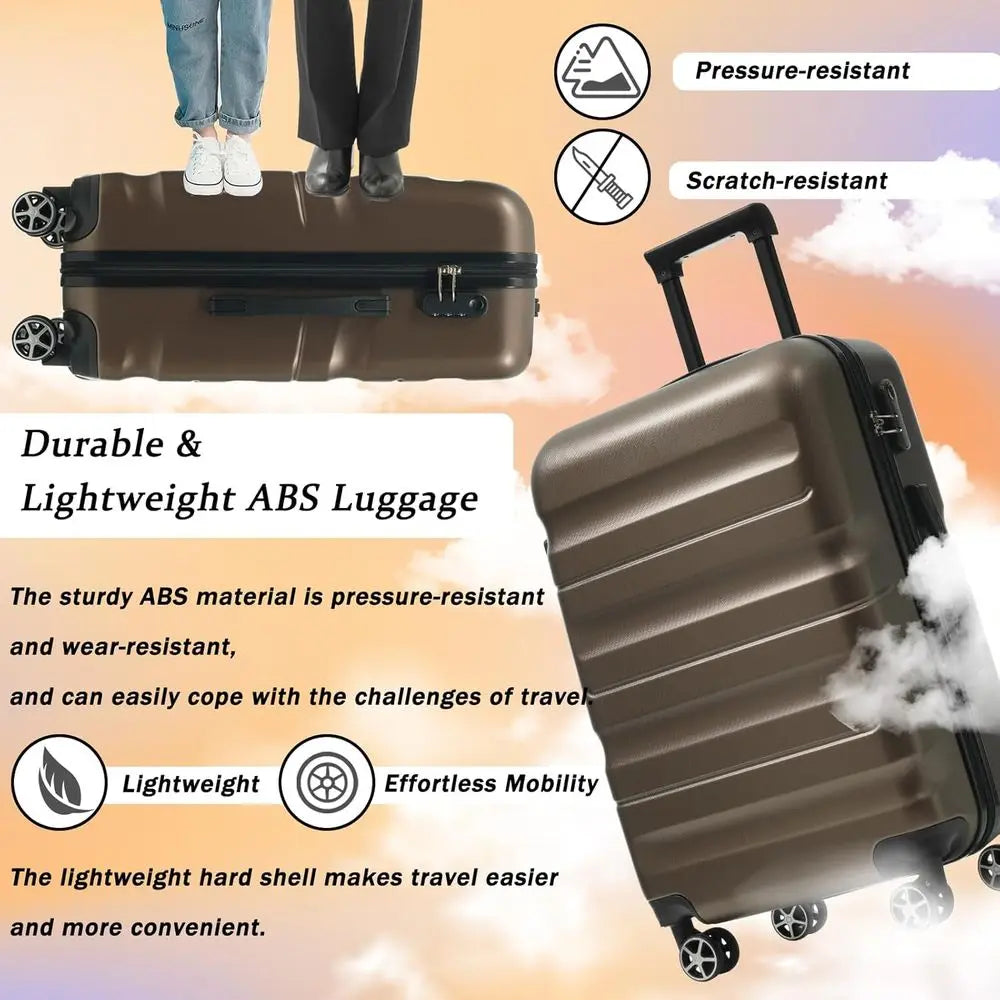 6-Piece Hardshell ABS Luggage Set with 8 Silent Spinner Wheels for Durable and Lightweight Travel