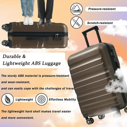 6-Piece Hardshell ABS Luggage Set with 8 Silent Spinner Wheels for Durable and Lightweight Travel