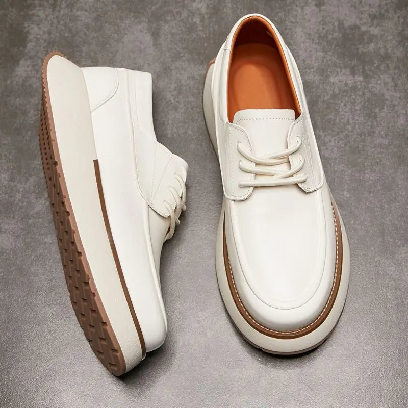 2026 Men's Horse Leather Board Shoes Genuine Leather Breathable Casual Business Sneakers Soft Sole White Trendy Spring Summer