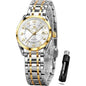 OLEVS Womens Watches Classic DrQuartz emale Wristwatch Ladies StainlSteel Waterproo Luminous Date Easy Read Watch or Lady