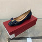2025 Ballet flats new leather round head shallow bow multifunctional single shoes women's leather bow bow design