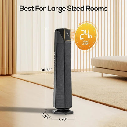Hykolity Space Heater Large Room, 30" Electric Heaters for Indoor Use with Thermostat and Remote,70° Oscillation,24H Timer,1500W