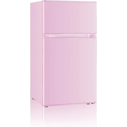 Compact 3.2 Cu.Ft Mini Fridge with Separate Freezer for Dorm Bedroom Office or Apartment 2-Door Design with 7-Level Temperature