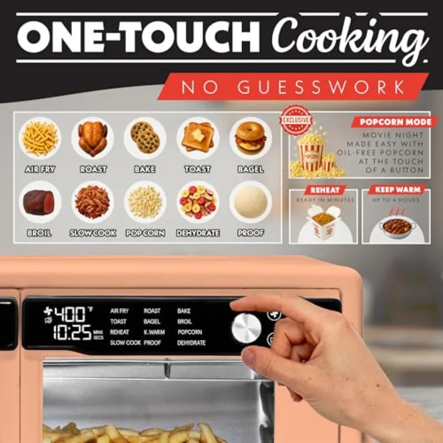 French Door Air Fryer Oven 37 Qt Large Capacity Convection Toaster Oven FryForce 360 Digital Display 12 Cooking Presets Dehydra