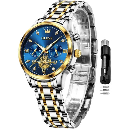 OLEVS Women Watch Multiunctional Two Tone Watch ashion BusinAng Quartz Ladies Watch StainlSteel Waterproo Diamond Watch or Women