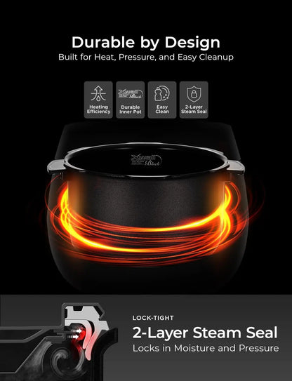 10-Cup High Pressure Rice Cooker with Nonstick Pot, 13 Menu Options, Auto Clean & Fuzzy Logic Tech