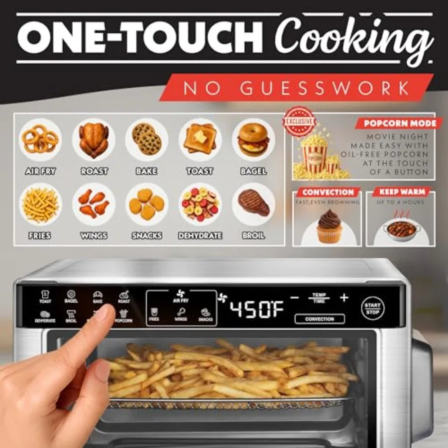Digital Air Fryer Toaster Oven with Convection Mode 4-Slice Capacity 3 Rack Positions 12 Presets Toast Bagel Bake Roast Broil D