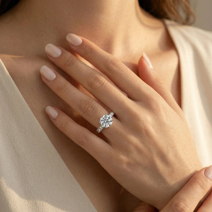3.5 Carat D Color VVS1 Round Moissanite Ring, 4 Prong Setting, 925 Sterling Silver, 18K Gold Plated, Wedding Ring Jewelry Gift