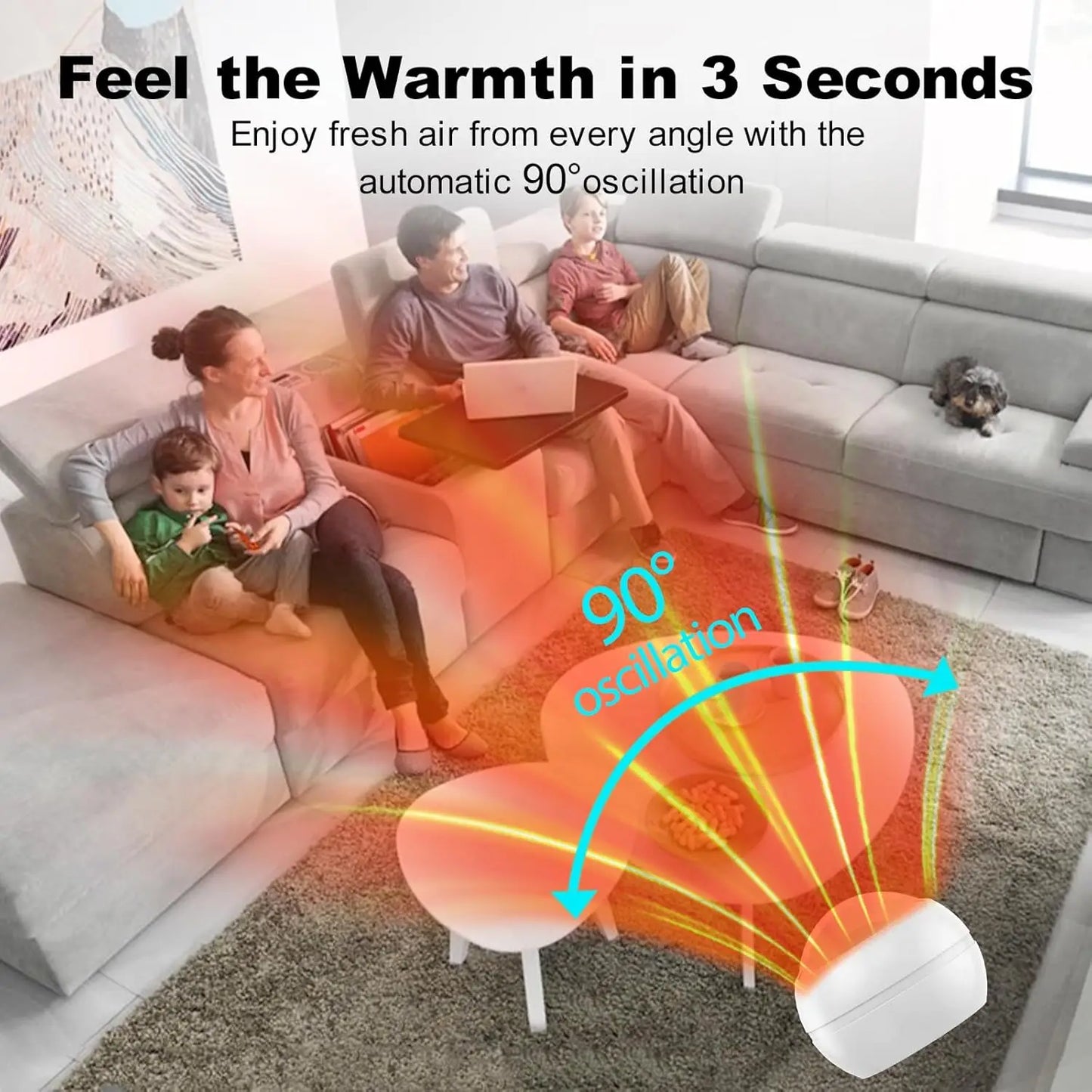 Bladeless Tower Fan Heater Cooler Combo Remote Oscillation Speeds Heating Modes Timer LED Display Quiet Safety Fast Heat Bedroom