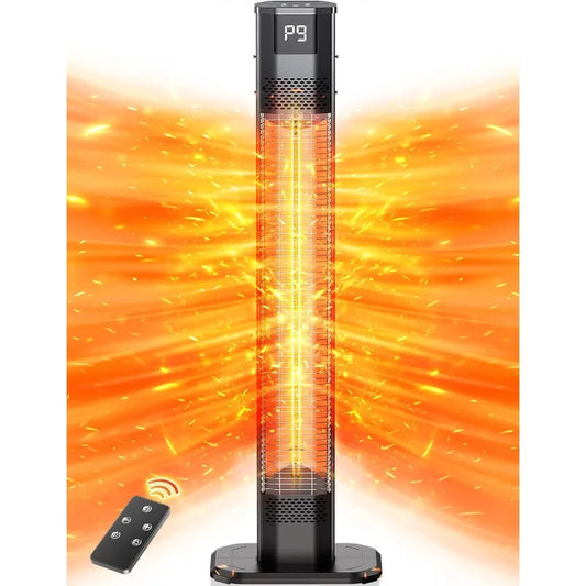VAGKRI 42" 1500W Electric Outdoor Infrared Heater w/ Remote,9 Heat Levels,24H Timer,1S Fast Heating,IPX5 Waterproof Tower Heater