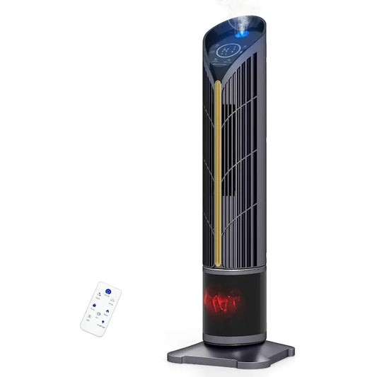 Auertech 28" Space Heater w/ Humidifier & LED Lights,3 in 1 Electric Space Heater w/ 3D Flame,Oscillating Room Heaters,12H Timer
