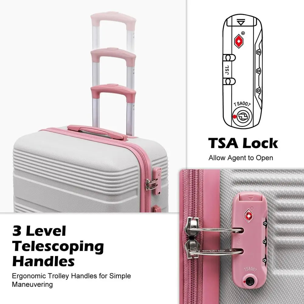 6-Piece ABS+PC Luggage Set with Spinner Wheels, Lightweight Suitcases featuring TSA Lock & Zipper