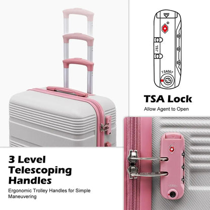 6-Piece ABS+PC Luggage Set with Spinner Wheels, Lightweight Suitcases featuring TSA Lock & Zipper