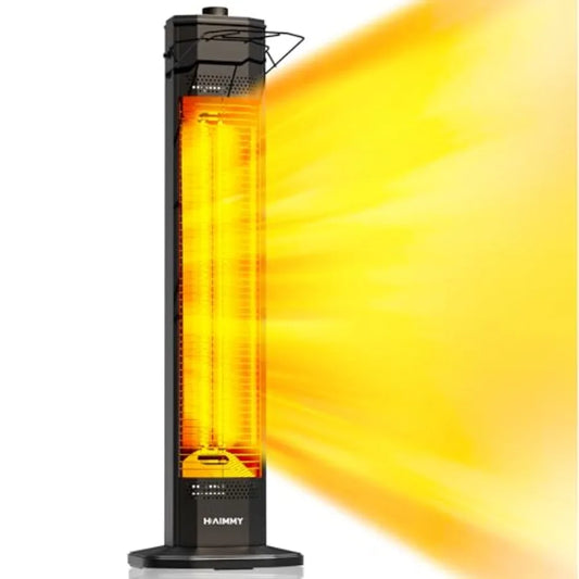 34-inch Outdoor Electric Patio Heater for Garden and Deck Use 1500W Instant Heating with 3 Adjustable Heat Levels Safe Operatio