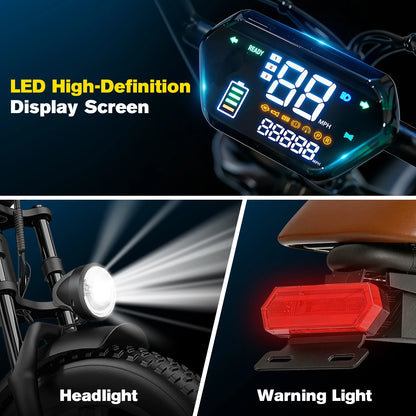 1500W Electric Bike, Max Speed 27MPH,48V18AH Electric Mountain Bike,20x4" Fat Tire Electric Dirt Bike, Long Range Electric Bike