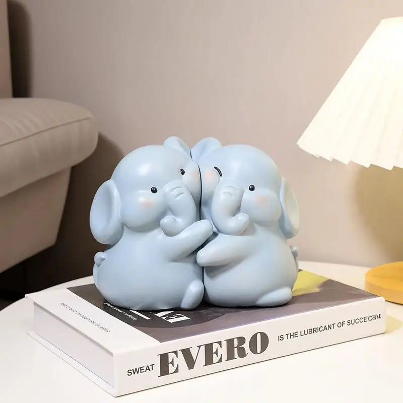 Hugging Duck Bookends - Adorable Cartoon Animal Book Stand for Desk, Decorative Shelf Organizer for Home & Office