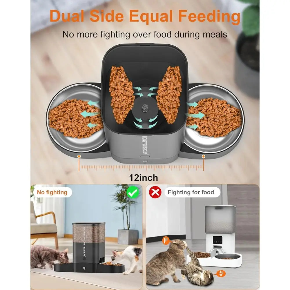 Automatic Cat Feeder, 5G Smart Pet Feeder with Stainless Steel Bowl, APP Control Dispenser, Dual Power Supply, Desiccant Bag, 10