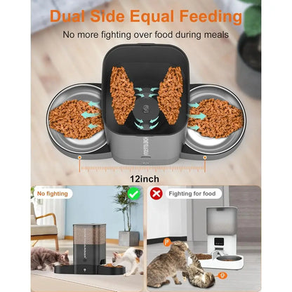 Automatic Cat Feeder, 5G Smart Pet Feeder with Stainless Steel Bowl, APP Control Dispenser, Dual Power Supply, Desiccant Bag, 10