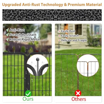 Outdoor 10 Panels Heavy Duty 32 H x 28 W Anti-Rust Dog Fence Foldable Metal Play Pen with 1 Gate for Medium/Large Pets in Gray