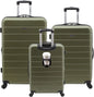 3-Piece Hardside Luggage Set with Expandable Design, 360° Spinner Wheels, and Convenient Features in Olive Green