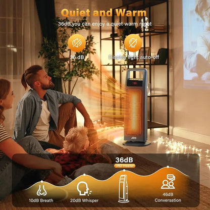 24 Portable 1500W Electric Heater with Remote, Thermostat, Oscillation, Timer for Large Spaces