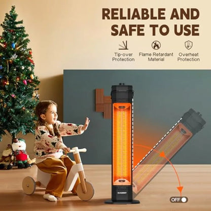 34-inch Outdoor Electric Patio Heater for Garden and Deck Use 1500W Instant Heating with 3 Adjustable Heat Levels Safe Operatio
