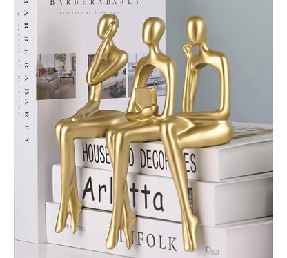 Abstract Gold Thinker Statue Resin Sculpture Home Office Decor Bookshelf Desktop Modern Art Gift