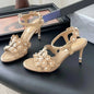 2025 Newest Summer Handmade Genuine Leather Open-Toe Super High Heel Buckle-Strap Woman Sandals Stiletto Ladies Wedding Pumps