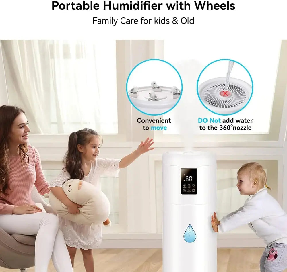 Large Room Humidifier 2000 sq.ft, 17L Capacity with Extension Tube, 4 Speed Mist & 360° Nozzle for Home Office Greenhouse