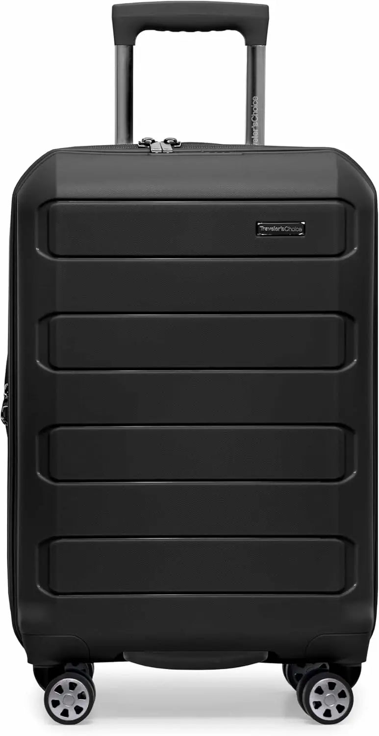 Expandable Hardshell Luggage Set with Spinner Wheels, Black, 2-Piece (22/26)