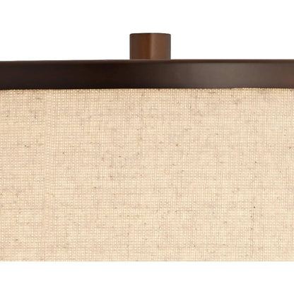 Elias Industrial Rustic Table Lamp with Port Nightlight 28" Tall Oil-Rubbed Bronze Metal Oatmeal Fabric Drum Shade Living Room