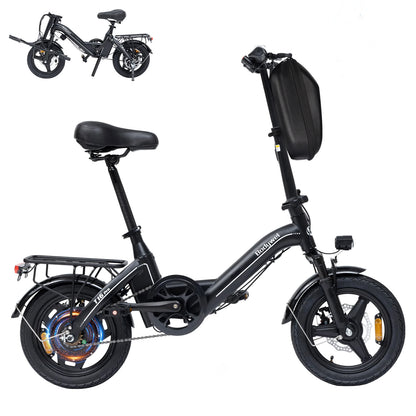 Bodywel T16 Pro 14" Folding Electric Bike for Adults Commuter-36V 10.4Ah Battery UL Certified EBike, Peak 750W Motor mini E-Bike