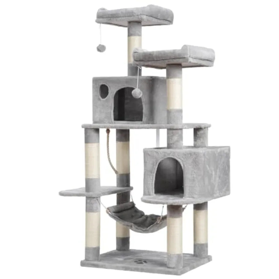 Large Multi-Level Cat Tree Condo Furniture with Sisal-Covered Scratching Posts 2 Bigger Plush Condos Perch Hammock for Kittens