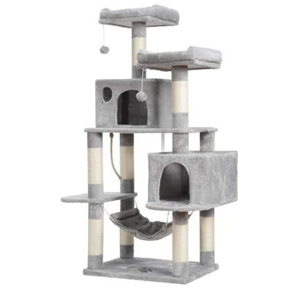 Large Multi-Level Cat Tree Condo Furniture with Sisal-Covered Scratching Posts 2 Bigger Plush Condos Perch Hammock for Kittens