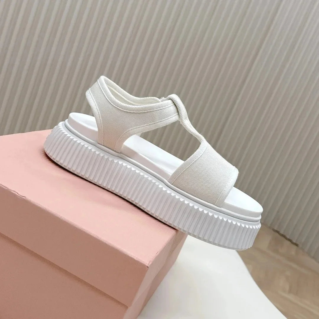 2026 Designer Women'S New Summer Sandals Classic Wedge Thick Sole Hook Loop Strap Open Toe Hollow Sandals For
