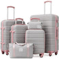 6-Piece ABS+PC Luggage Set with Spinner Wheels, Lightweight Suitcases featuring TSA Lock & Zipper