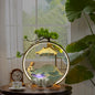 Mini Tabletop Water Fountain with LED Light Indoor Waterfall Mist Fountain for Desk Home Office Decor Relaxation Spa Feng