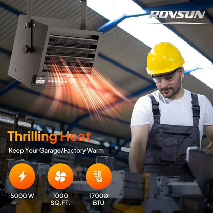 ROVSUN 5000W Electric Garage Heater with Remote & APP Control, Digital Fan-Forced Ceiling Mount Heater with Thermostat, 240V