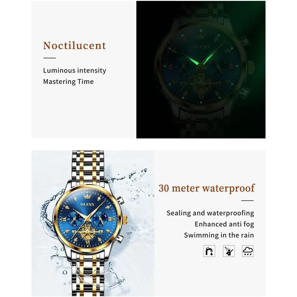 OLEVS Women Watch Multiunctional Two Tone Watch ashion BusinAng Quartz Ladies Watch StainlSteel Waterproo Diamond Watch or Women