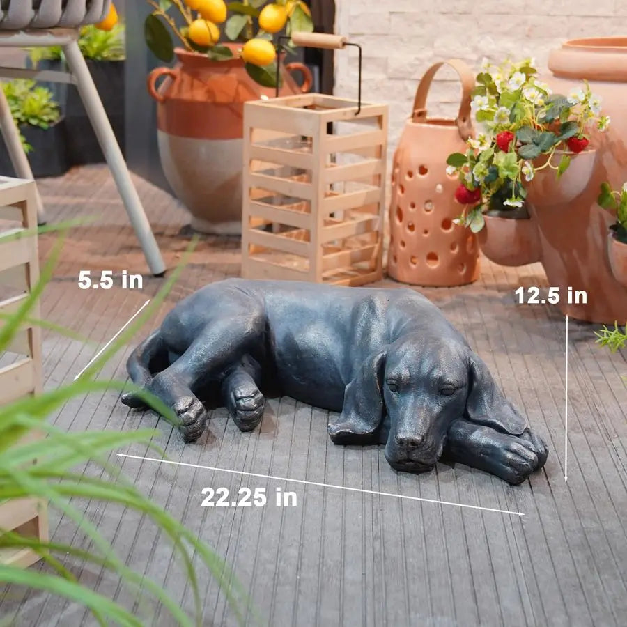Statue Outdoor Decorations DogFigurine Sleeping Dog Sculptures Resin Sculpture for Patio Lawn Yard Porch Ornament Garden Gift 22