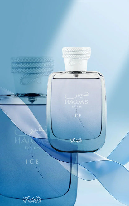 Rasasi Hawas Ice Eau De Parfum 3.4oz 100ml – Fresh Aquatic Citrus Unisex Perfume Gift for Halloween Christmas Thanksgiving